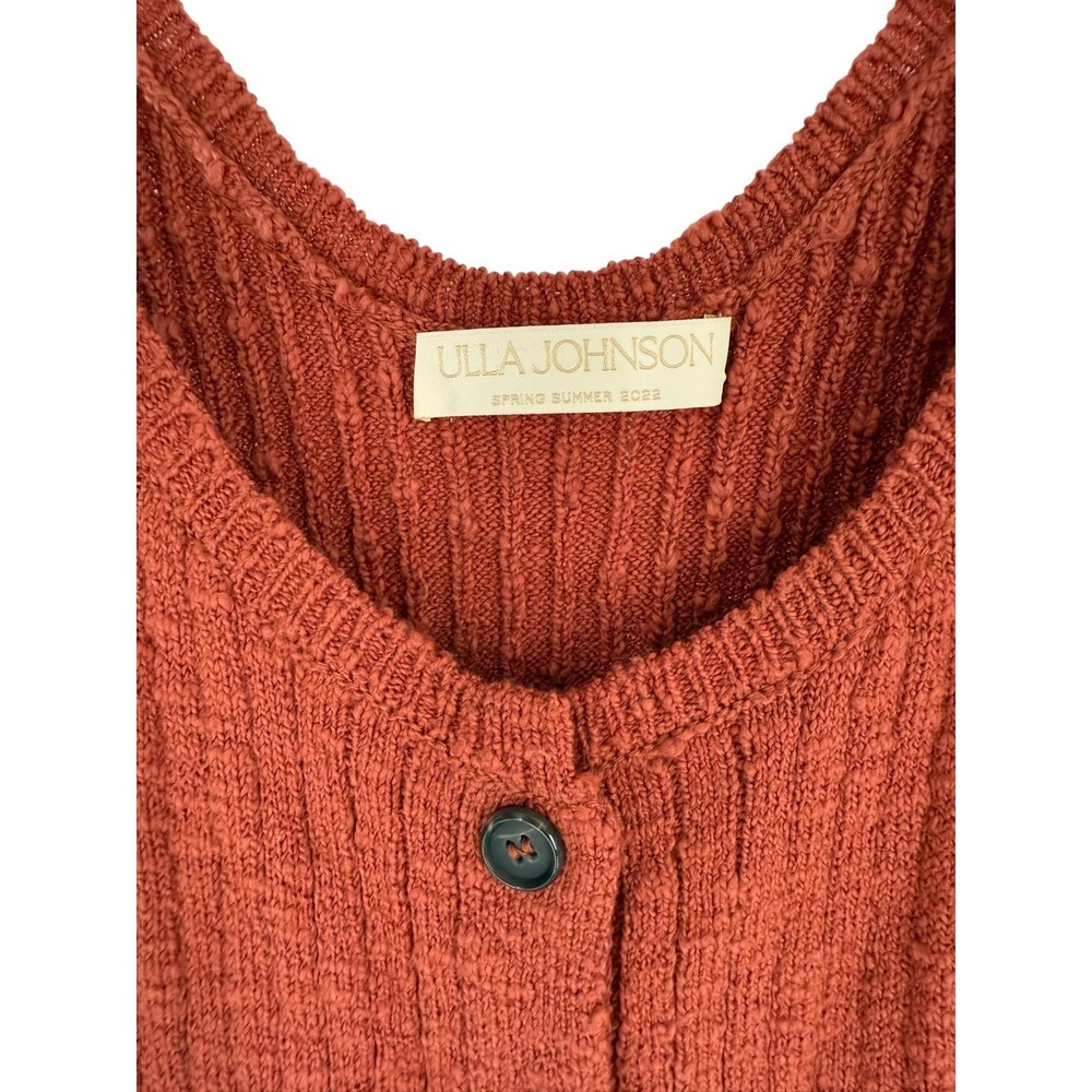 Ulla Johnson Rose Cotton Ribbed Nedda Dress Small Button Front Sleeveless STAIN - Picture 5 of 9